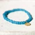 Garden glass beaded bracelet, blue product photo side T