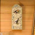 Garden bird wall clock and thermometer product photo back T