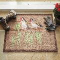 RSPB Goldfinch and catkin recycled doormat product photo side T