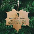 'Hope is the thing with feathers' gold leaf ornament product photo side T