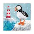 Lighthouse puffin Christmas cards, pack of 10 product photo default T