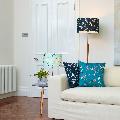 Lorna Syson lampshade teal hummingbird, 30cm product photo back T