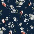 Lorna Syson fabric, navy long-tailed tit product photo default T