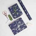 Moonlit Owl recycled wrapping paper, 10 metres, navy product photo default T