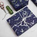 Moonlit Owl recycled wrapping paper, 10 metres, navy product photo side T