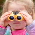 Puffin Jr children's binoculars, soft yellow product photo side T