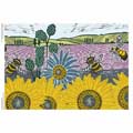 Sunflower fields sustainable jigsaw puzzle by Kate Heiss, 1000-piece product photo back T