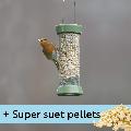 RSPB Ultimate easy-clean® small suet pellet and peanut feeder with 1kg Super suet pellets  - mealworm product photo default T