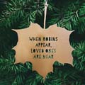Gold leaf ornament 'When Robins appear loved ones are near' product photo side T