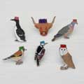 Winter trees recycled crackers with pin badges, box of six product photo back T