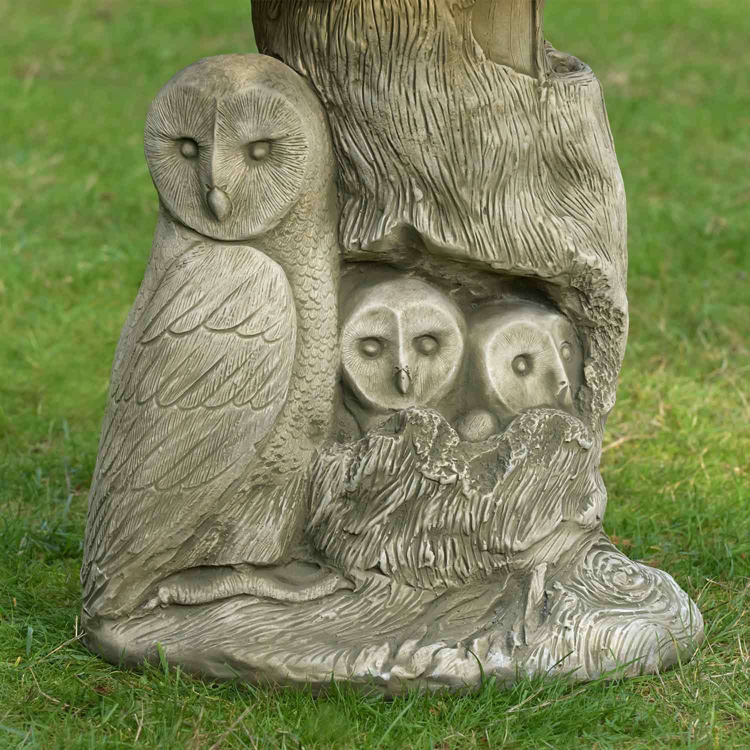 Cast stone owl bird bath - Stone bird baths